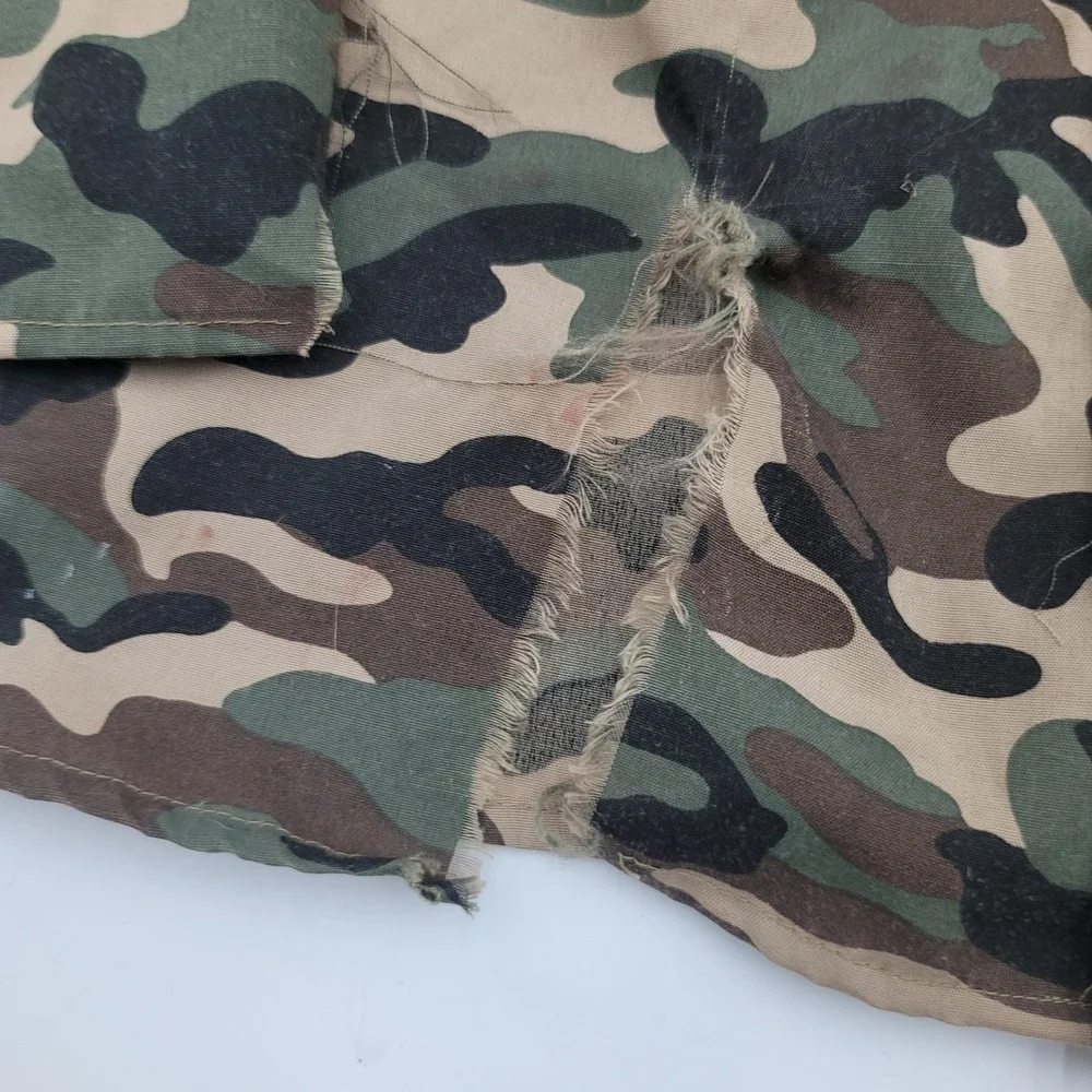 Kids Camo Zombie Army Costume Shirt Tattered Distressed Halloween Top Woodland